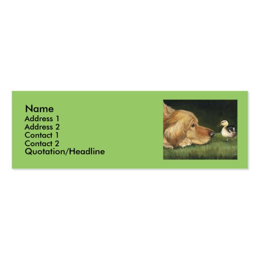 "Golden Retriever and Duckling" Dog Art Label Business Cards (front side)