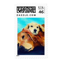Golden Retriever and Puppy Postage