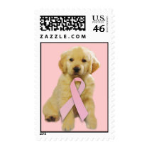 Golden Retriever Breast Cancer Postage Stamp