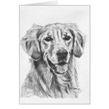 Golden Retriever Charcoal Sketch Greeting Card