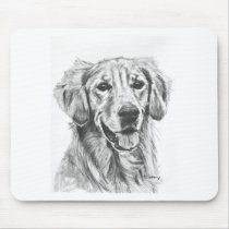 Golden Retriever Charcoal Sketch Mouse Pads