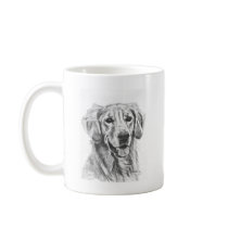 Golden Retriever Charcoal Sketch Coffee Mugs