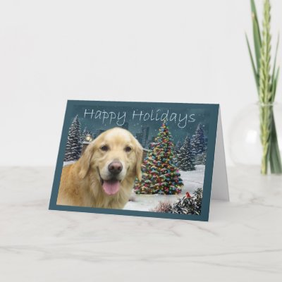 Golden Retriever  Christmas Card Evening