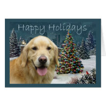 Golden Retriever  Christmas Card Evening