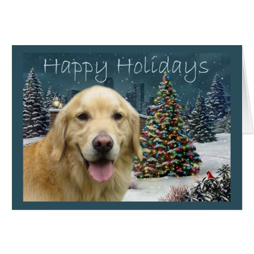 Golden Retriever Christmas Card Evening | Zazzle