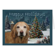 Golden Retriever  Christmas Card Evening