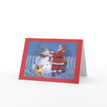 Golden Retriever  Christmas Card Santa Snowman1