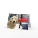 Golden Retriever Christmas Card Snow Pond card