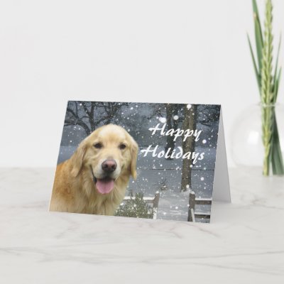 Golden Retriever  Christmas Card Snowy