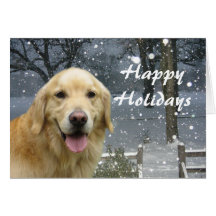 Golden Retriever  Christmas Card Snowy