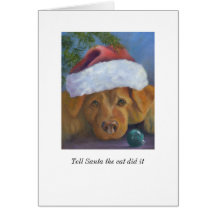 Golden Retriever Christmas mischief Greeting Cards