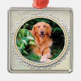 Golden Retriever Christmas Ornament Square