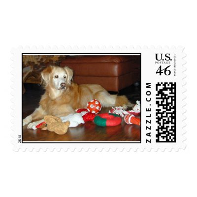 Golden Retriever Christmas Stamp