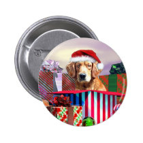 Golden Retriever Christmas Surprise buttons