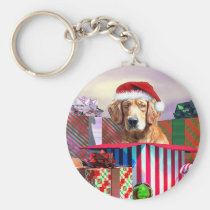 Golden Retriever Christmas Surprise keychains