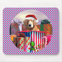 Golden Retriever Christmas Surprise mousepads