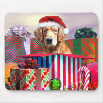 Golden Retriever Christmas Surprise mousepads