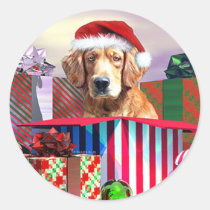 Golden Retriever Christmas Surprise stickers