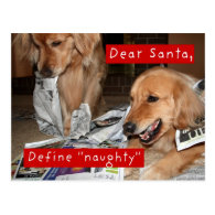 Golden Retriever Define Naughty Christmas Postcards