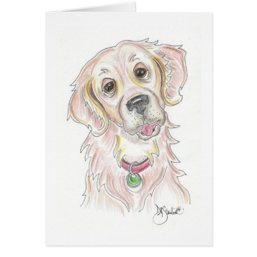 Golden Retriever Dog Cartoon Face Greeting Card | Zazzle