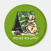 Golden Retriever Dog Eat Dog Fridge Magnets