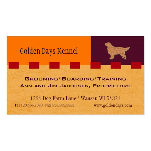 Golden Retriever / Dog Services Business Card (front side)