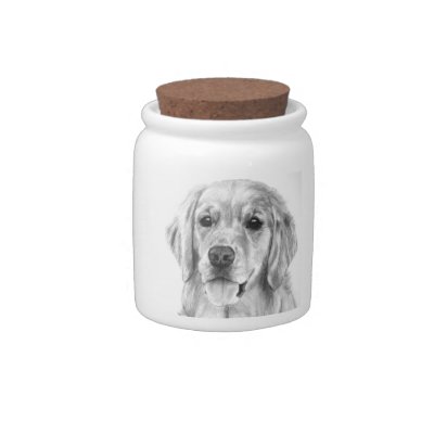 Golden Retriever Dog Treats Jar Candy Dishes