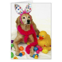 Golden Retriever Easter Bunny Greeting Card