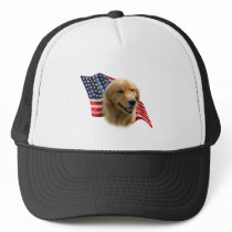 Golden Retriever Flag Trucker Hats