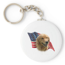Golden Retriever Flag Key Chains