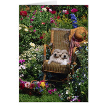 Golden Retriever Garden Card Puppies
