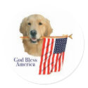 Golden Retriever God Bless America Sticker by normagolden Golden Retriever God Bless America Sticker