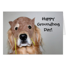 Golden Retriever Groundhog Day Card