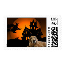 Golden Retriever Halloween Postage Stamp