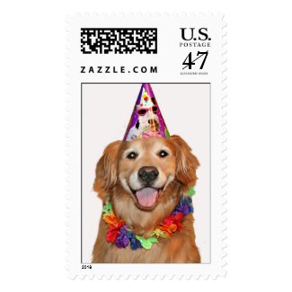 Golden Retriever Happy Birthday Stamp