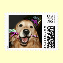 Golden Retriever Happy New Year Stamp stamps