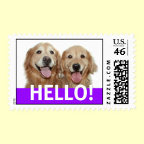 Golden Retriever Hello Postage Stamp stamps