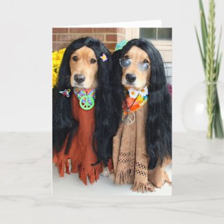 Golden Retriever Hippie Card