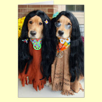 Golden Retriever Hippie Card cards