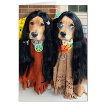 Golden Retriever Hippie Card