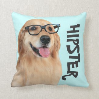 Golden Retriever Hipster Nerd Pillow