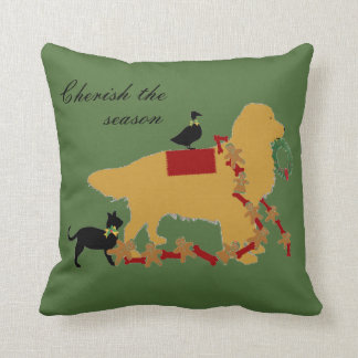 golden retriever pillow christmas