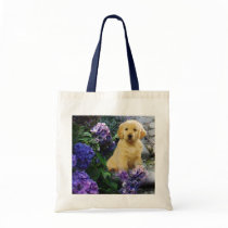 Golden Retriever Hydrangea Tote Bag