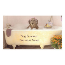 Golden Retriever In Bath Tub Groomer Business Card