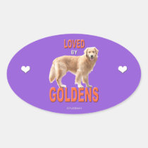 Golden Retriever 'Love' Oval Sticker stickers
