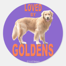 Golden Retriever 'Loved By Goldens' Round Stickers stickers