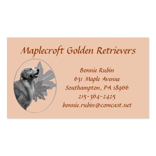 Golden Retriever Maplecroft Business Card 2 (back side)