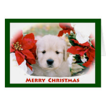 Golden Retriever Merry Christmas Greeting Card