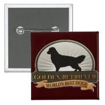 Golden Retriever Pinback Buttons