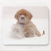 Golden Retriever Pup in Snow Mouse Pads